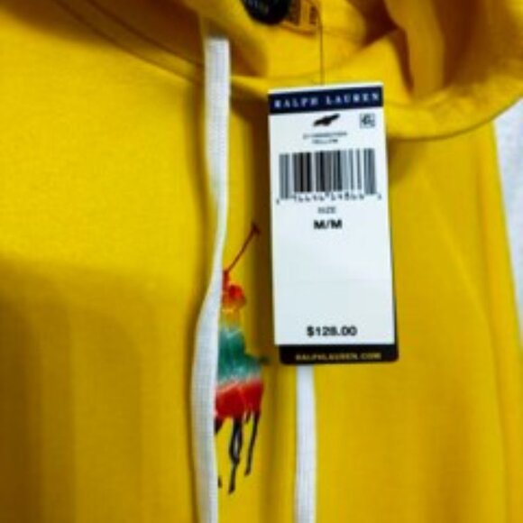 Polo Ralph Lauren yellow pullover  drawstring hoodie NWT Size M - Picture 3 of 8